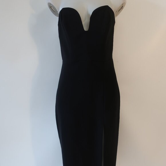 NWT Womens Amanda Uprichard Black Strapless Midi Dress M - Picture 2 of 13